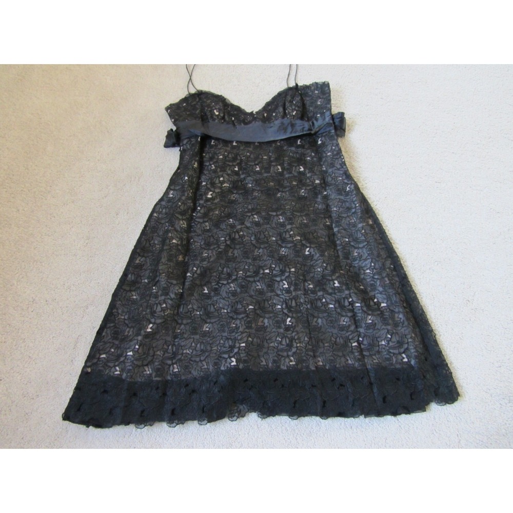 Nicole Miller Black Silk Lace Dress Size 12 Large Cottage Whimsy